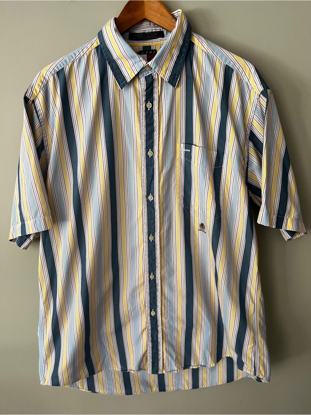 Tommy Hilfiger Short-Sleeve Striped Button-Down Shirt - Yellow, Blue & White